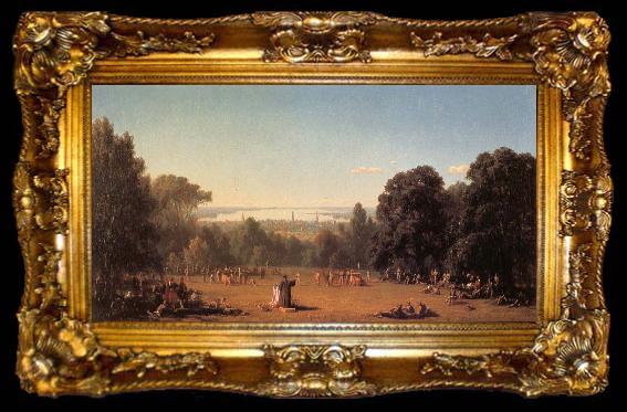 framed  Sanford Robinson Gifford Preaching to the Troops, ta009-2